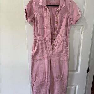 Show Me Your MuMu Pink Button-Down Jumpsuit